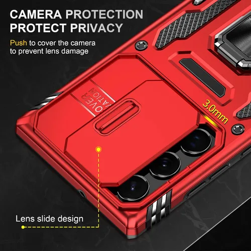 Miniatura 5 de Funda para Galaxy S22 Ultra, funda protectora para cámara deslizante con anillo giratorio y soporte a prueba de golpes para Samsung Galaxy S22