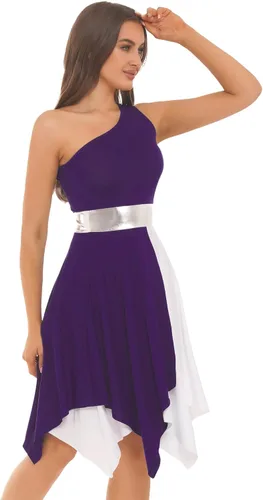 Miniatura 41 de easyforever Vestido de baile sin mangas con bloques de color para mujer, alabanza litúrgica, ropa de baile lírico, vestido de bata de adoración