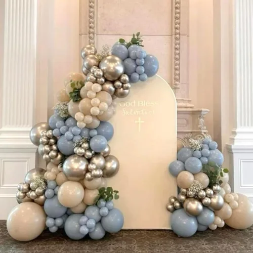 Miniatura 3 de HILAVO - Globos de color polvoriento, azul y dorado, 60 globos de 12 pulgadas, blanco arena, pizarra, azul, niebla, azul bebé, para baby shower, Oro