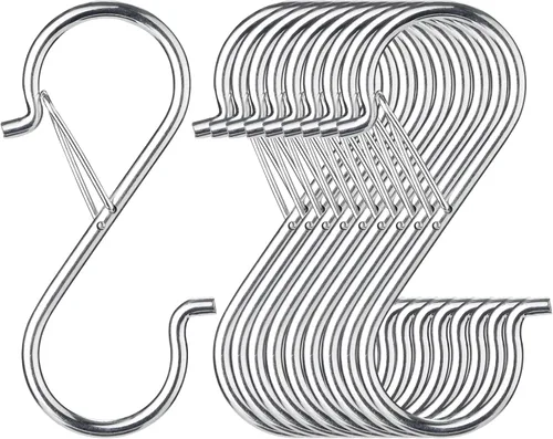 Miniatura 11 de 24 piezas de ganchos en S para colgar con hebilla de seguridad, ganchos en S de metal resistentes de 3.5 pulgadas para utensilios de cocina, tazas