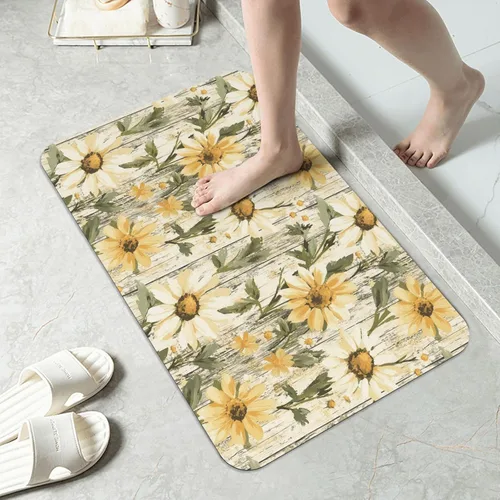 Miniatura 7 de Alfombra de baño para baño, patrón bohemio clásico, antideslizante, secado rápido, lavable a máquina, cómoda alfombra de baño para baño, bañera