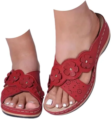 Miniatura 15 de Chanclas para mujer 2026, soporte de arco de flores, sandalias ortopédicas sin cordones con puntera abierta, bucle ajustable, sandalias de cuña