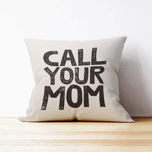 Miniatura 3 de Mancheng-zi Call Your Mother - Funda de almohada divertida con texto en inglés "Call Your Mom", 18 x 18 pulgadas, funda de cojín decorativa de lino