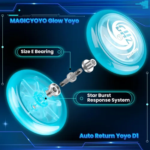 Miniatura 5 de MAGICYOYO Yoyo D1 GHZ Looping para niños de 8 a 12 años que brilla en la oscuridad, yoyo de retorno automático para principiantes, yoyo sensible