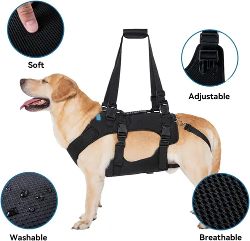 Miniatura 7 de Arnés de elevación para perros, chaleco de elevación de rehabilitación para perros, correa de apoyo y recuperación, correas de elevación ajustables