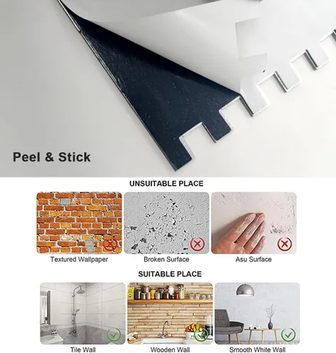 Miniatura 5 de Azulejo contra salpicaduras de 10 hojas, azulejos de metal mixto de PVC para cocina (mármol blanco + dorado 2, 10)