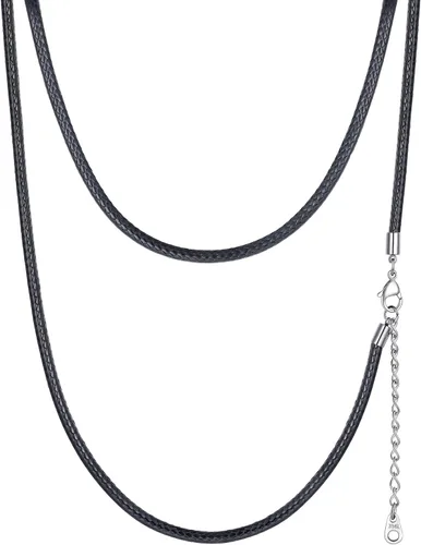 Miniatura 45 de PROSTEEL Collar de cuero impermeable para hombre, 0.079 in/0.118 in, 16 a 30 pulgadas, con cierre de acero inoxidable, cadena de bricolaje