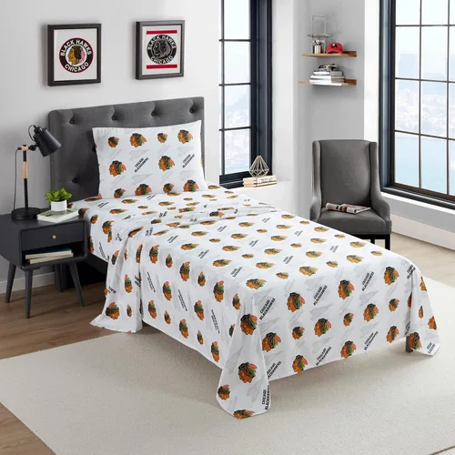 Miniatura 6 de Juego de sábanas tamaño Twin de Boston Bruins NHL con licencia oficial - Ropa de cama cómoda con logotipos del equipo repetidos para fanáticos