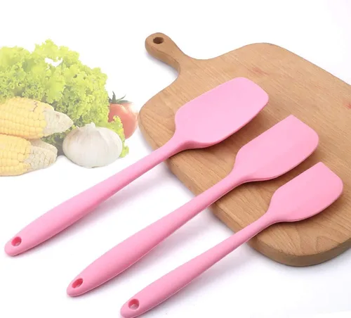 Miniatura 6 de Juego de espátulas de silicona, espátula de cuchara de goma, espátula resistente al calor, diseño de una pieza, espátula sin costuras, espátula Rosa
