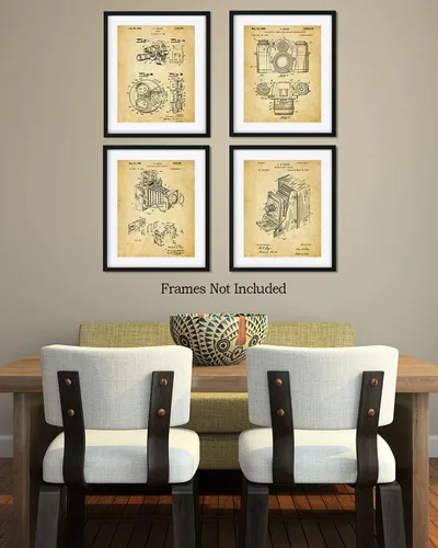 Miniatura 6 de Govivo Patente de cámara antigua: un conjunto de cuatro patentes de equipos de fotografía para decoración de pared impresiones con fondos sepia