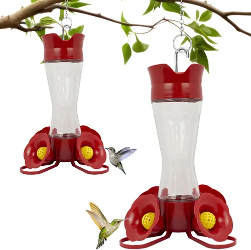 Miniatura 13 de Perky-Pet 203CPBN Comedero de vidrio para colibríes al aire libre con posaderos, foso de hormigas, protectores de abejas - Paquete de 1