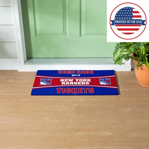 Miniatura 5 de Team Sports America NHL New York Rangers Entrada interior y exterior 28 x 16 pulgadas Parte trasera antideslizante Tapetes de bienvenida