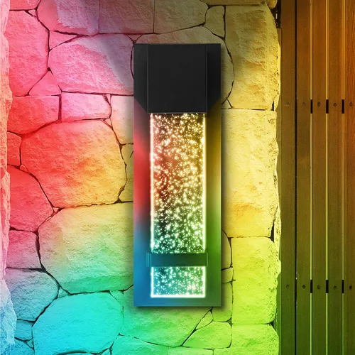 Miniatura 11 de ASD Lámpara de pared LED de vidrio burbuja de 24 pulgadas, aplique texturizado para exteriores e interiores 3CCT, impermeable, regulable, Negro