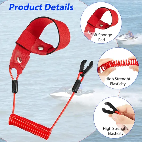 Miniatura 3 de Frienda Cordón para interruptor de barco, parada de muerte, líneas de interruptor de seguridad flotantes para motor de barco marino fuera de borda