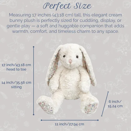 Miniatura 3 de MON AMI Faith Bunny - Animal de peluche de 17 pulgadas para niños y niñas, juguete de peluche suave de conejo crema, compañero para acurrucarse