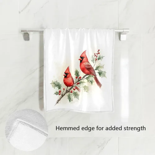Miniatura 2 de Cardinals - Toallas de mano de nieve con ramas de acebo y pájaro rojo, de 16 x 30 pulgadas, toalla de baño de invierno, ultra suave, altamente
