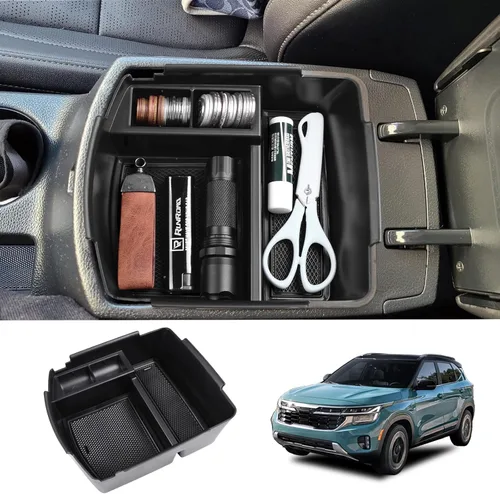 RUNROAD Bandeja organizadora de consola central compatible con accesorios Kia Seltos 2020 2021 2022 2022 2023 2024 2025 2026, bandeja de inserción