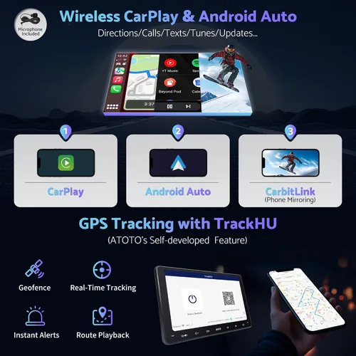 Miniatura 5 de S8 de 8 núcleos de 9 pulgadas 4G+32G Android estéreo de coche doble din, CarPlay inalámbrico y Android Auto, 4G LTE/WiFi y BT y USB Tethering