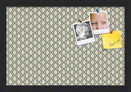 Miniatura 69 de PinPix Tablero de anuncios de corcho de 13 x 13 pulgadas. Este tablero decorativo enmarcado viene con diseño de ondas en blanco y negro y un marco