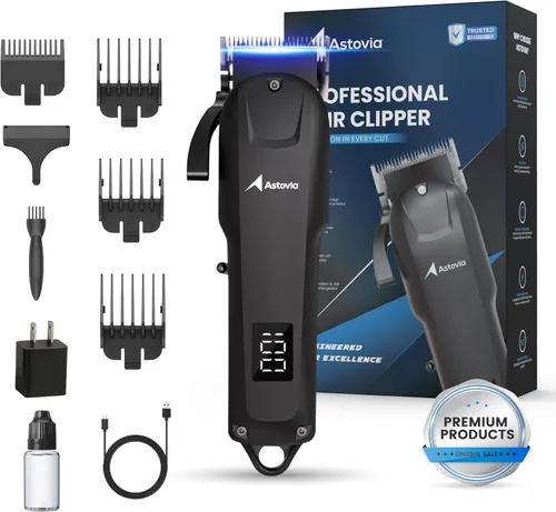 Cortapelos profesional para hombres, hoja ajustable sin hueco, batería de 300 minutos, motor silencioso + potente, pantalla LED, cortadora de