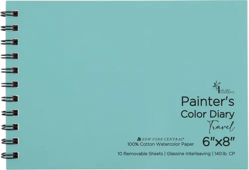 Miniatura 6 de HG Art Concepts Diario de color para pintores de tamaño de viaje, acuarela, paquete de 2, libro de muestras de color sin ácidos encuadernado
