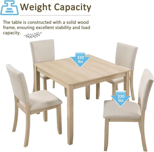 Miniatura 6 de Harper & Bright Designs Juego Moderno de Mesa de Comedor de 5 Piezas de Madera para 4 - Mesa de Cocina Cuadrada Pequeña de 34.5" & Sillas con Roble