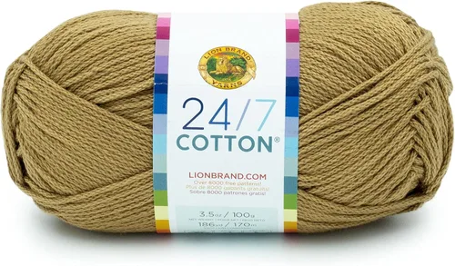 Miniatura 85 de Lion Brand Yarn, Hilo ligero mercerizado de algodón 24/7 para tejer, ganchillo y manualidades, Almirante, 1 paquete, 185 yardas de fibra natural