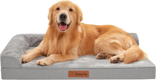 Miniatura 12 de Rainmr Camas ortopédicas para perros grandes, camas de espuma viscoelástica para perros de tamaño grande, funda extraíble lavable, parte inferior