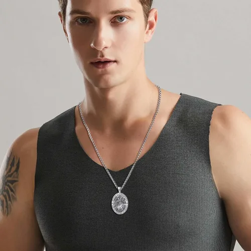 Miniatura 131 de Vito Collar de plata de ley 925 para mujeres y hombres, San Benito, crucifijo, Caravaca, San Cristóbal, San Judas, medalla patronal, amuleto