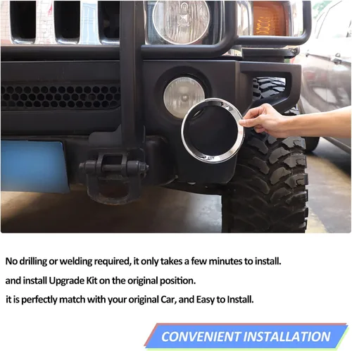 Miniatura 6 de Anillo de cubierta de lámpara antiniebla delantera para accesorios Hummer H3 2005-2009, protector de marco de lámpara antiniebla, parachoques