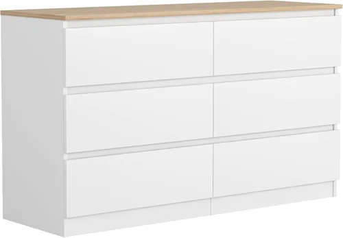 Miniatura 13 de Vibe & Dine Cómoda doble de 8 cajones, cómoda de madera moderna con amplio almacenamiento para armario, dormitorio, sala de estar, color negro