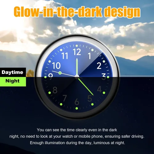 Miniatura 3 de Dickno 2 relojes de automóvil para pegar en el salpicadero, mini relojes analógicos de cuarzo luminoso para ventilación de aire, reloj de Azul+blanco