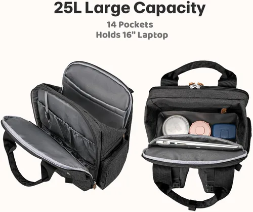 Miniatura 6 de JSTPRO Mochila para pañales – Bolsa de pañales grande con cambiador portátil como regalo de baby shower, bolsa de viaje unisex ligera e impermeable