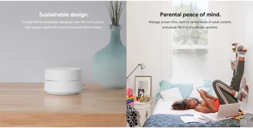 Miniatura 7 de Google WiFi AC1200 - Sistema WiFi de malla - Enrutador WiFi - Cobertura de 1500 pies cuadrados - Embalaje no minorista - Nieve