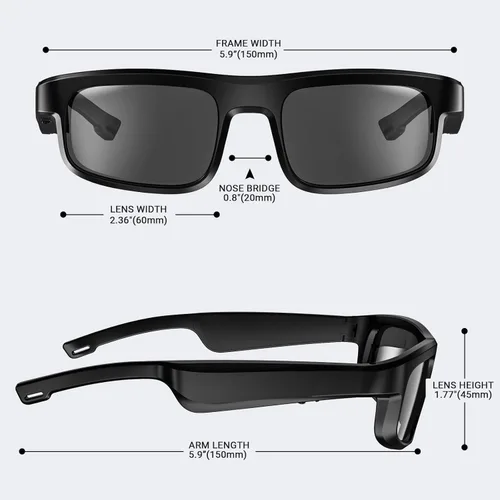 Miniatura 5 de Gafas inteligentes Bluetooth con auriculares de oreja abierta 5.3 Bluetooth, asistente de voz equipado con lentes de filtrado UV, ideal para correr