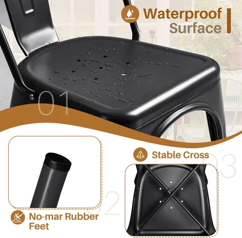 Miniatura 5 de Furmax Silla de comedor de metal para uso en interiores y exteriores, apilable, clásica, Trattoria, elegante, comedor, bistró, cafetería, sillas