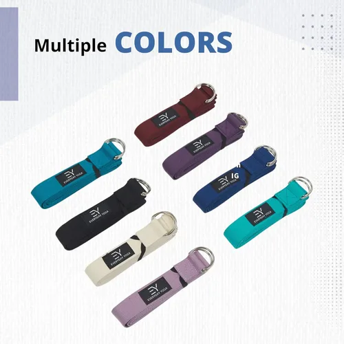 Miniatura 5 de Everyday Yoga Correa con anillo en D de metal, correa elástica duradera para yoga, pilates, flexibilidad y terapia física (6, 8, 10 pies)