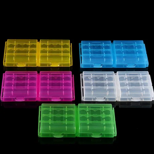 Caja de almacenamiento de batería de plástico duro transparente multifuncional para batería AA/AAA