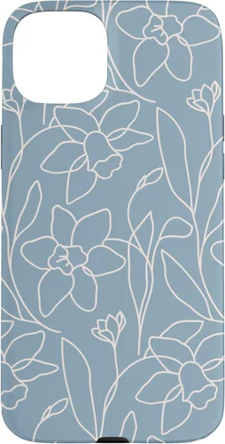 Miniatura 9 de Poppy Flower Line Art Modern Leaves Boho Light Blue Case for iPhone 17