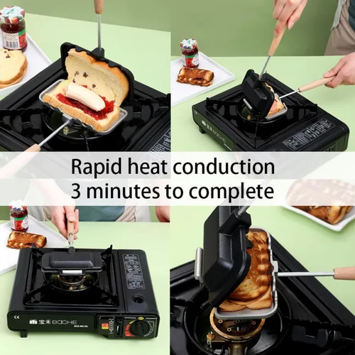 Miniatura 4 de Sartén para sándwich, disco de aluminio para hornear, sartén abatible adecuada para queso a la parrilla, panqueques, tortillas, perros calientes