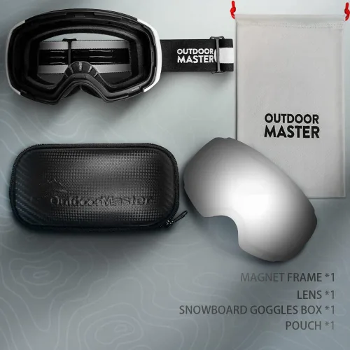 Miniatura 5 de OutdoorMaster Gafas de esquí PRO – sin marco, lente intercambiable, 100% protección UV400, gafas de nieve para hombres y mujeres A11-marco blanco