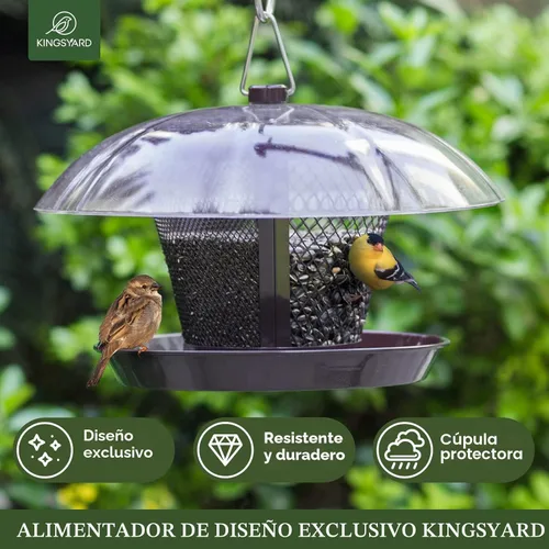 Miniatura 2 de Comedero para pájaros Kingsyard para exterior, comedero de malla metálica de doble uso para pájaros silvestres con cúpula resistente a