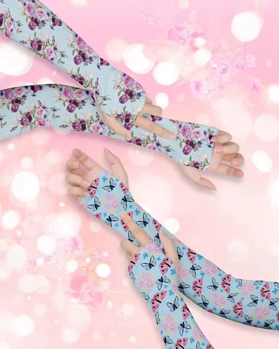 Miniatura 6 de 2 Pairs Gardening Sleeves for Women Sun Protection Arm Sleeves for Women Anti-Slip Floral Gardening Sleeves 03