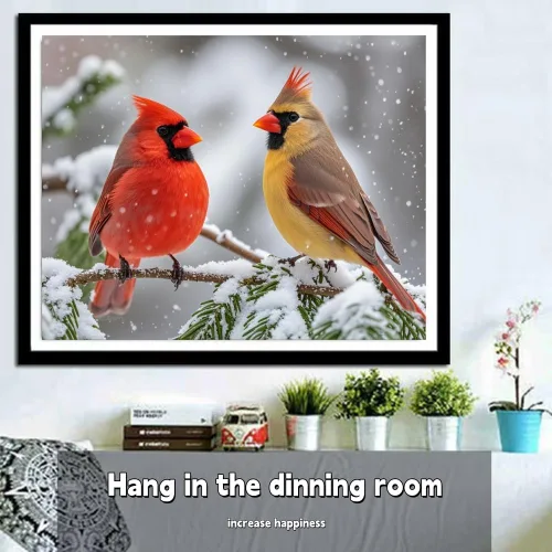 Miniatura 3 de ACANDYL Kit de pintura por números de Navidad para adultos, principiantes, pintura por números para adultos, lienzo cardenal, pintura de Navidad por