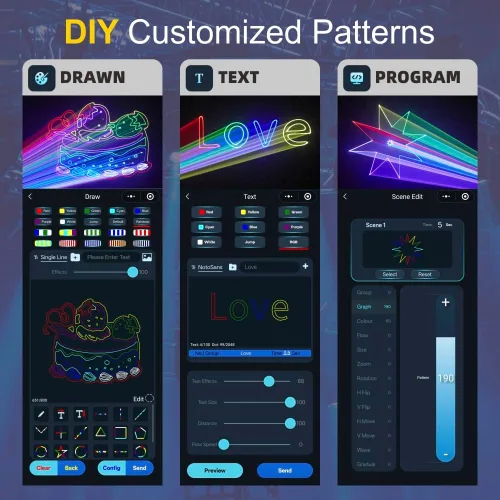 Miniatura 3 de Luz láser DJ con control por aplicación, proyector láser de animación 3D para fiestas, admite dibujos personalizados, reproducción de texto