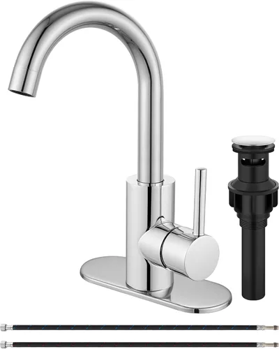 Miniatura 12 de Midanya Grifo de baño de un solo agujero, grifo de fregadero de barra de 1 agujero, adecuado para tocador de cocina, RV, boquilla giratoria de acero