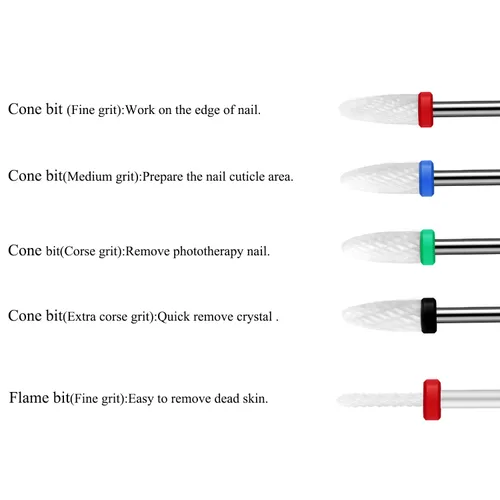 Miniatura 3 de Juego de 10 brocas de cerámica para uñas, 3/32 para uñas de gel acrílico, rebabas rotativas profesionales, manicura eléctrica, pedicura, lima