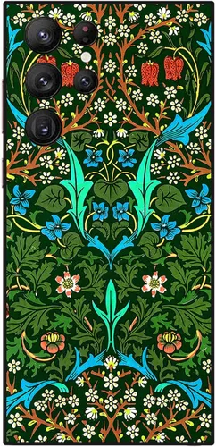Miniatura 61 de Berkin Arts Funda compatible con Samsung Galaxy S22 Ultra, funda de silicona Art Nouveau Floral Flower (Clematis by Alphonse Mucha)