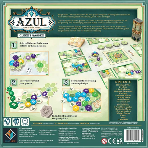 Miniatura 3 de Asmodee Azul Queen's Garden Juego de mesa - Crea un Paraíso Real, Juego de colocación de azulejos de mosaico y estrategia para niños y adultos, A