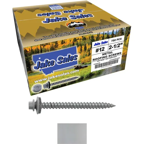 Miniatura 18 de 12 tornillos para techos de metal gris ABC de 2-1/2 pulgadas, cabezal de arandela hexagonal, arranque automático/roscado, arandela EPDM. 1 bolsa